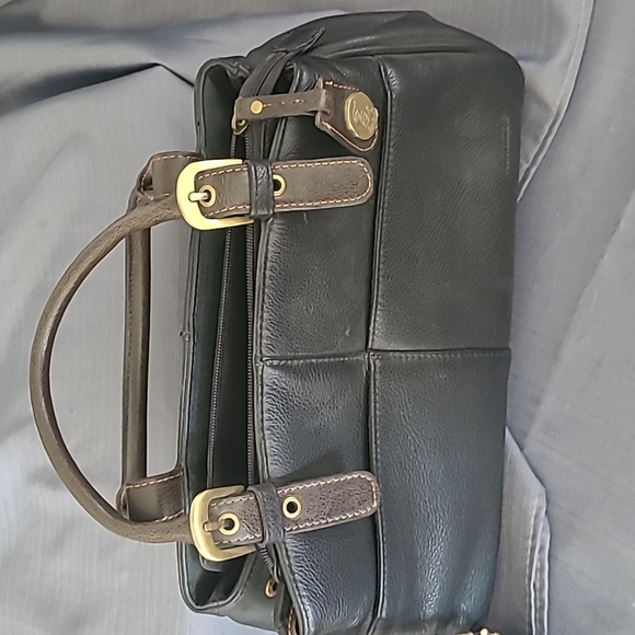 Black Faux Leather Handbag with Wristlet - Picture 2 of 6